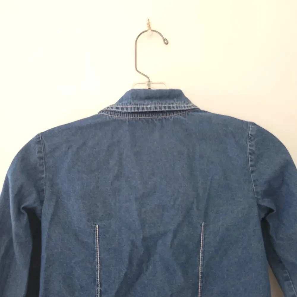 Hanna Andersson Girl Fall Denim Jacket Button Front Puff Sleeves Cotton 140
